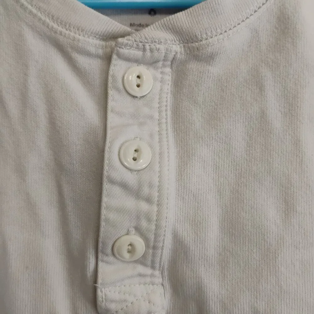 Boys Carters Henley White Long Sleeve Size 6 Shirt